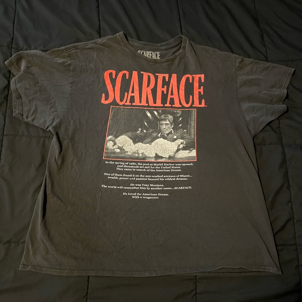 Graphic Tee Scarface design, colors Black,white, and red, Men’s XL
